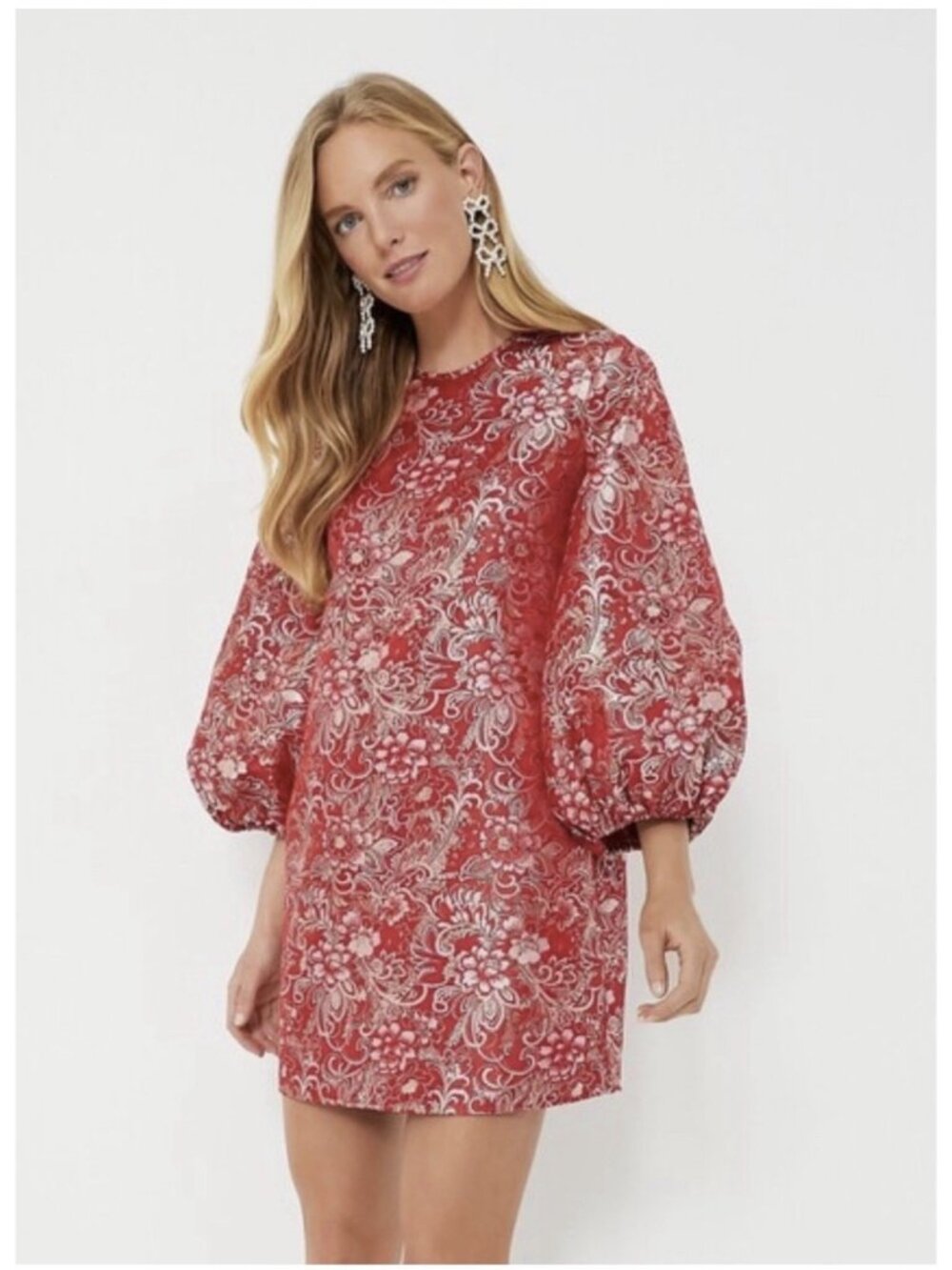 Tuckernuck By Hyacinth House Red and Pink Jacquard Janie Mini Dress Size XXL 2XL